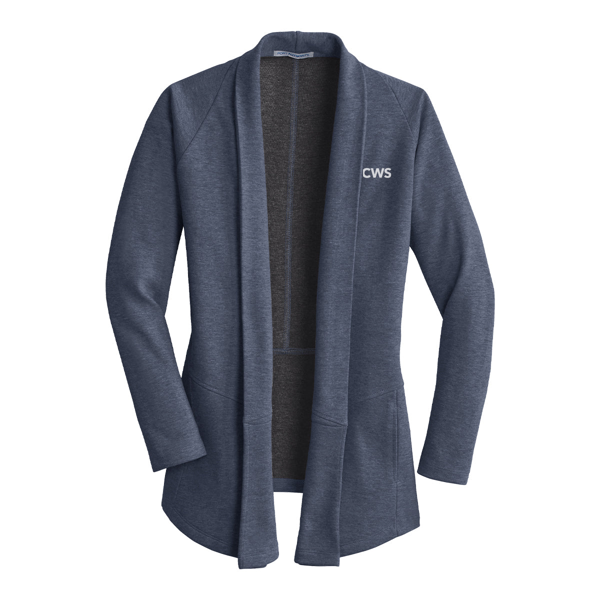 Clearwater Solutions Women's Interlock Cardigan - Estate Blue Heather/Charcoal Heather